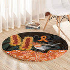 Australia Leukemia Awareness Month Round Carpet Flame Robin Bottlebrush Aboriginal Art