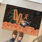 Australia Leukemia Awareness Month Rubber Doormat Flame Robin Bottlebrush Aboriginal Art