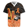 Australia Leukemia Awareness Month Rugby Jersey Flame Robin Bottlebrush Aboriginal Art