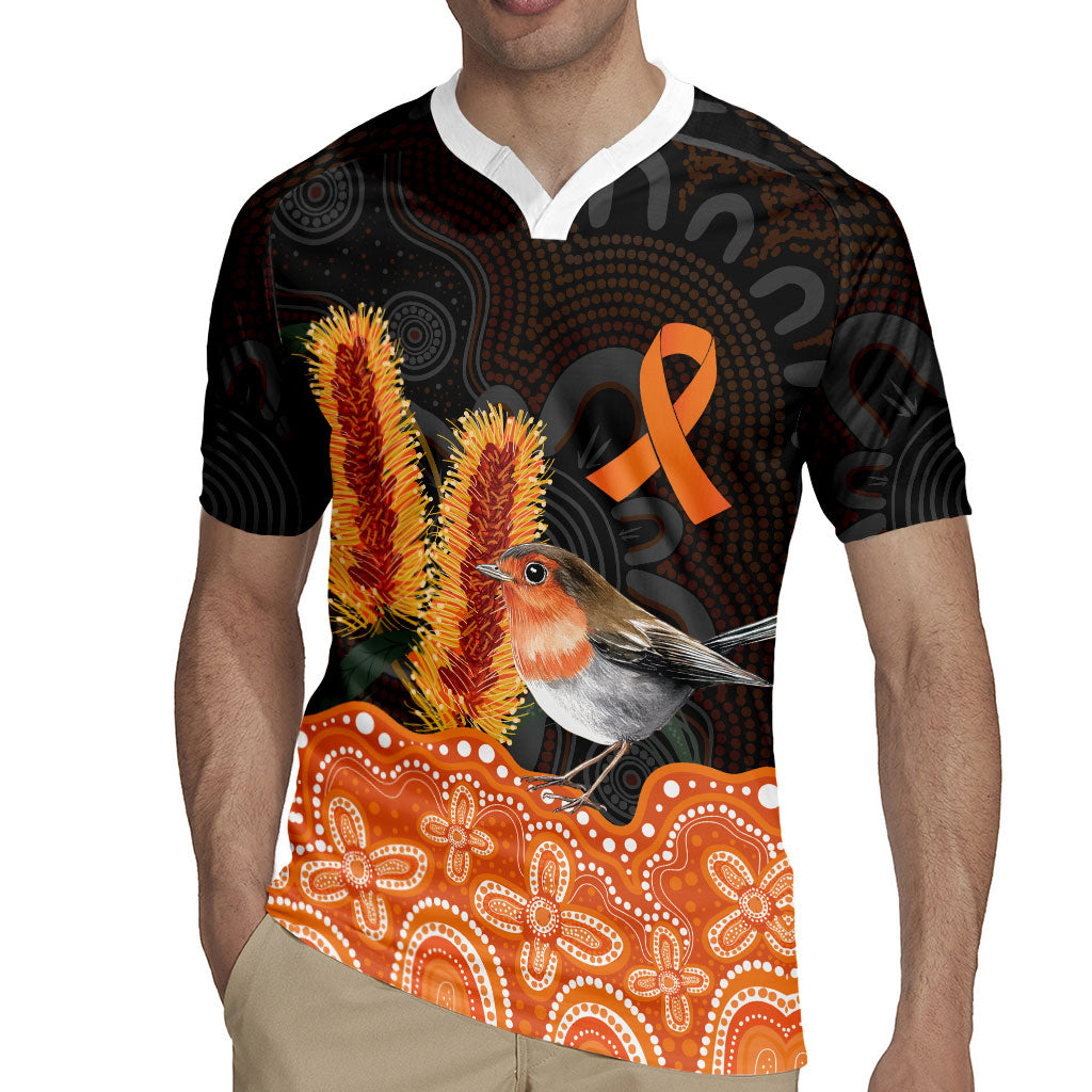 Australia Leukemia Awareness Month Rugby Jersey Flame Robin Bottlebrush Aboriginal Art