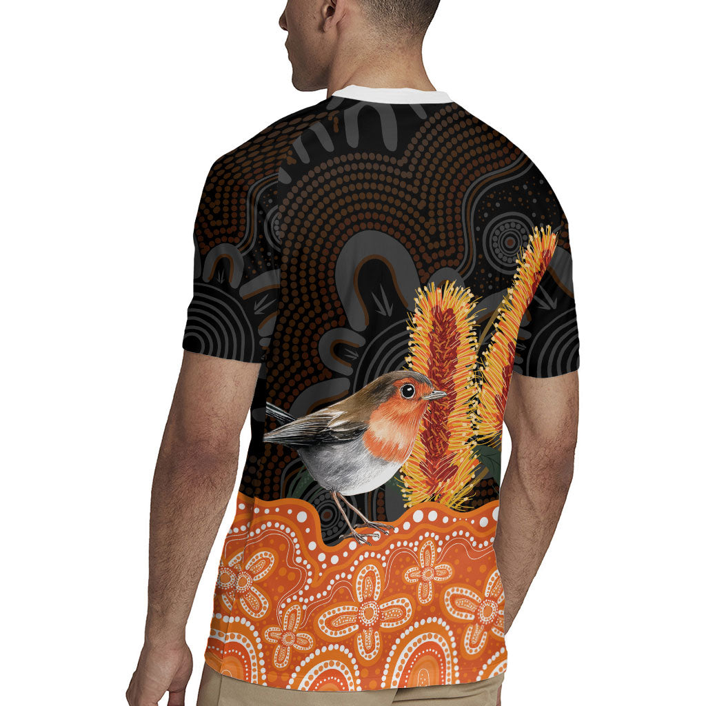 Australia Leukemia Awareness Month Rugby Jersey Flame Robin Bottlebrush Aboriginal Art