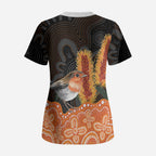 Australia Leukemia Awareness Month Scrub Top Flame Robin Bottlebrush Aboriginal Art