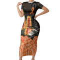 Australia Leukemia Awareness Month Short Sleeve Bodycon Dress Flame Robin Bottlebrush Aboriginal Art