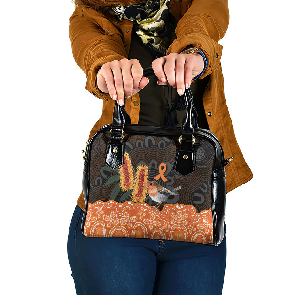Australia Leukemia Awareness Month Shoulder Handbag Flame Robin Bottlebrush Aboriginal Art