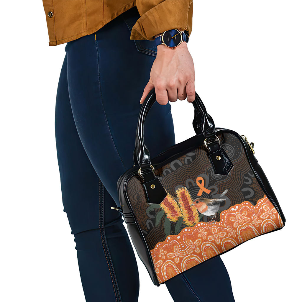 Australia Leukemia Awareness Month Shoulder Handbag Flame Robin Bottlebrush Aboriginal Art