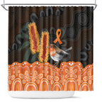 Australia Leukemia Awareness Month Shower Curtain Flame Robin Bottlebrush Aboriginal Art