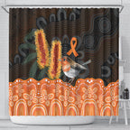 Australia Leukemia Awareness Month Shower Curtain Flame Robin Bottlebrush Aboriginal Art