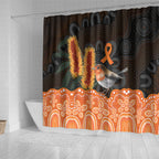 Australia Leukemia Awareness Month Shower Curtain Flame Robin Bottlebrush Aboriginal Art