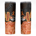 Australia Leukemia Awareness Month Skinny Tumbler Flame Robin Bottlebrush Aboriginal Art