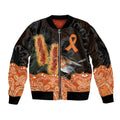 Australia Leukemia Awareness Month Sleeve Zip Bomber Jacket Flame Robin Bottlebrush Aboriginal Art