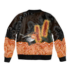 Australia Leukemia Awareness Month Sleeve Zip Bomber Jacket Flame Robin Bottlebrush Aboriginal Art