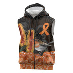 Australia Leukemia Awareness Month Sleeveless Zip Hoodie Flame Robin Bottlebrush Aboriginal Art