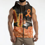 Australia Leukemia Awareness Month Sleeveless Zip Hoodie Flame Robin Bottlebrush Aboriginal Art
