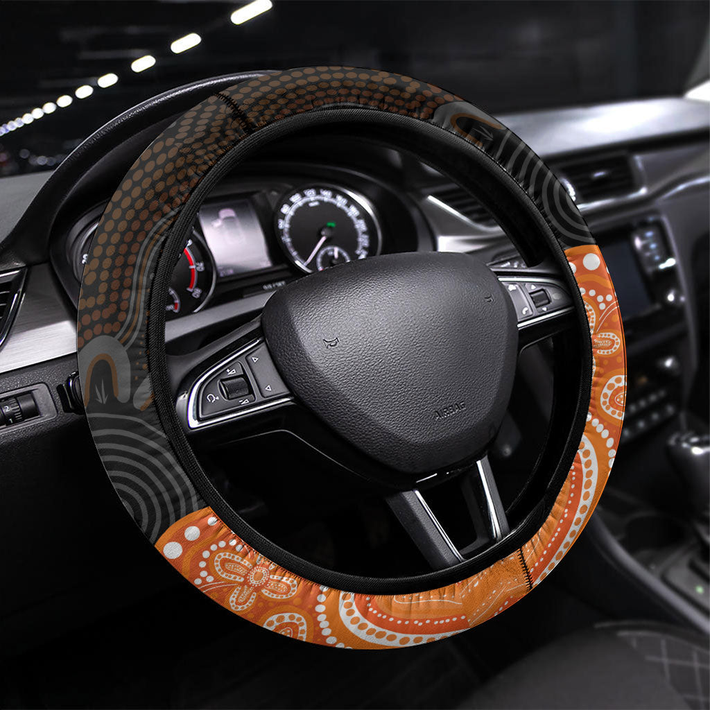 Australia Leukemia Awareness Month Steering Wheel Cover Flame Robin Bottlebrush Aboriginal Art