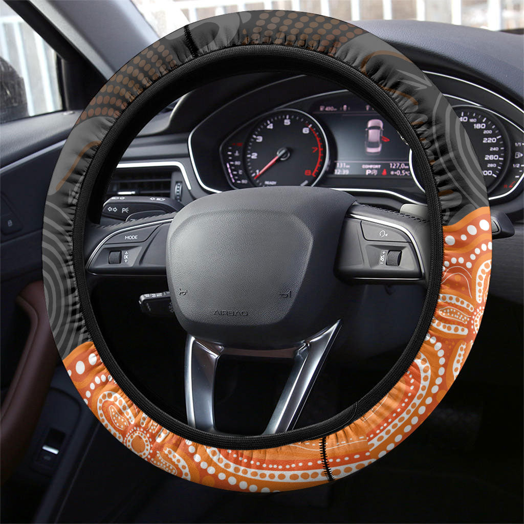 Australia Leukemia Awareness Month Steering Wheel Cover Flame Robin Bottlebrush Aboriginal Art