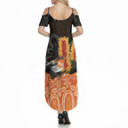 Australia Leukemia Awareness Month Summer Maxi Dress Flame Robin Bottlebrush Aboriginal Art