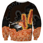 Australia Leukemia Awareness Month Sweatshirt Flame Robin Bottlebrush Aboriginal Art