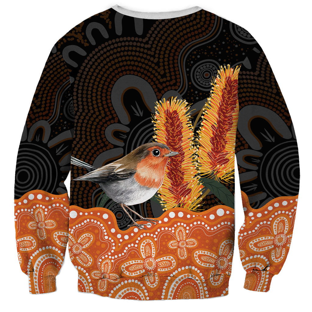 Australia Leukemia Awareness Month Sweatshirt Flame Robin Bottlebrush Aboriginal Art