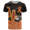 Australia Leukemia Awareness Month T Shirt Flame Robin Bottlebrush Aboriginal Art