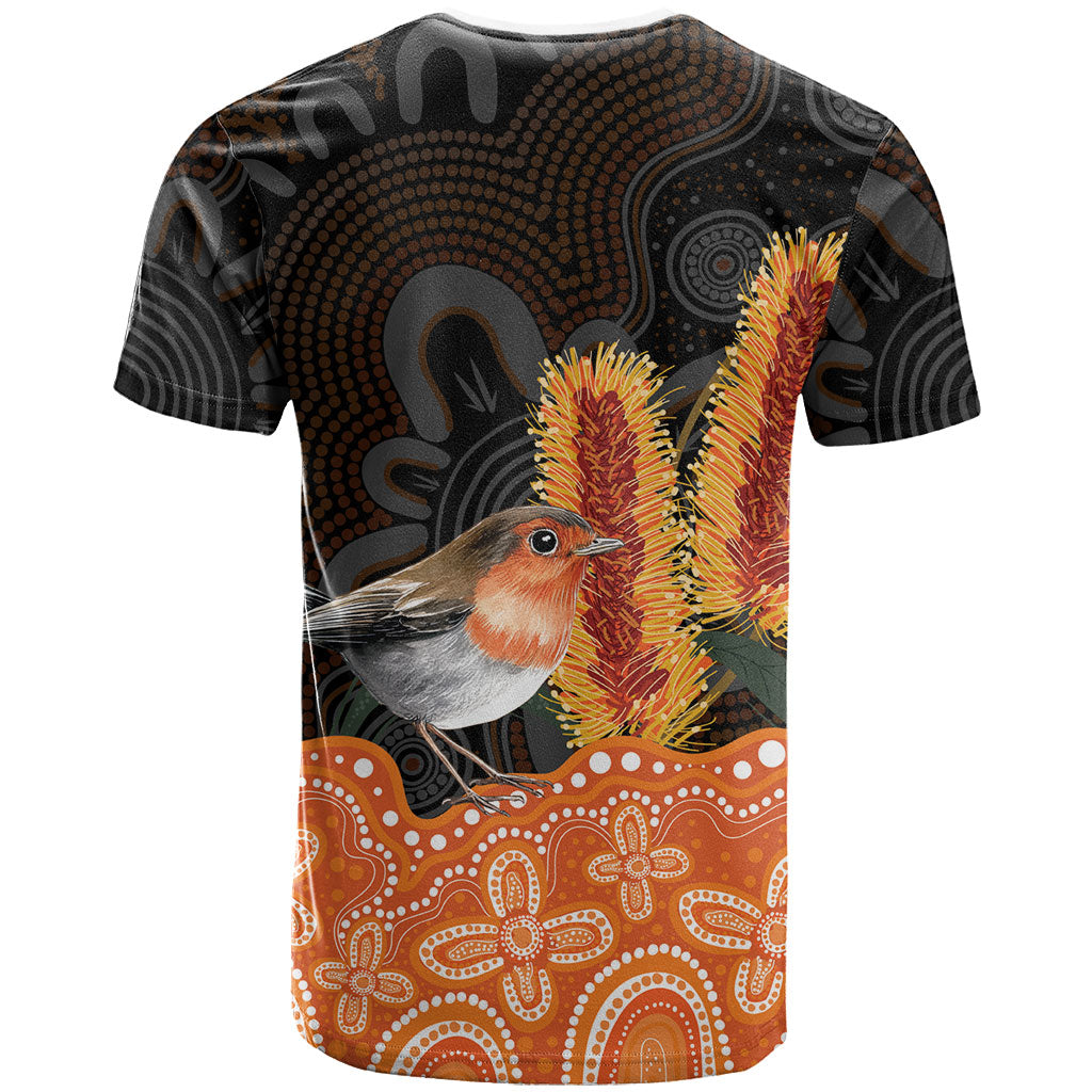 Australia Leukemia Awareness Month T Shirt Flame Robin Bottlebrush Aboriginal Art