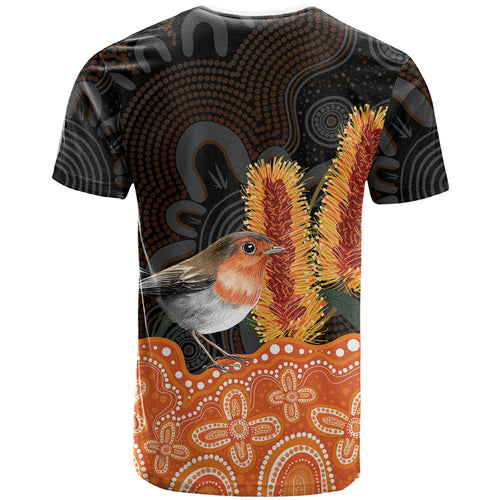 Australia Leukemia Awareness Month T Shirt Flame Robin Bottlebrush Aboriginal Art