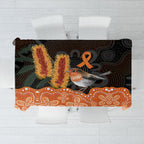 Australia Leukemia Awareness Month Tablecloth Flame Robin Bottlebrush Aboriginal Art