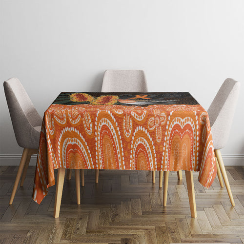 Australia Leukemia Awareness Month Tablecloth Flame Robin Bottlebrush Aboriginal Art