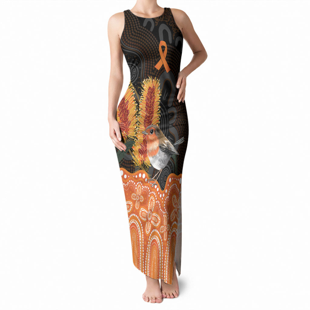 Australia Leukemia Awareness Month Tank Maxi Dress Flame Robin Bottlebrush Aboriginal Art