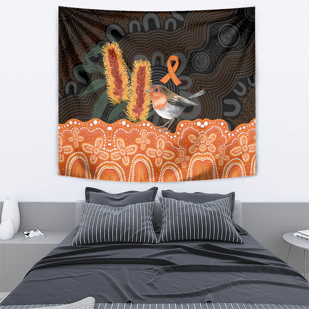 Australia Leukemia Awareness Month Tapestry Flame Robin Bottlebrush Aboriginal Art