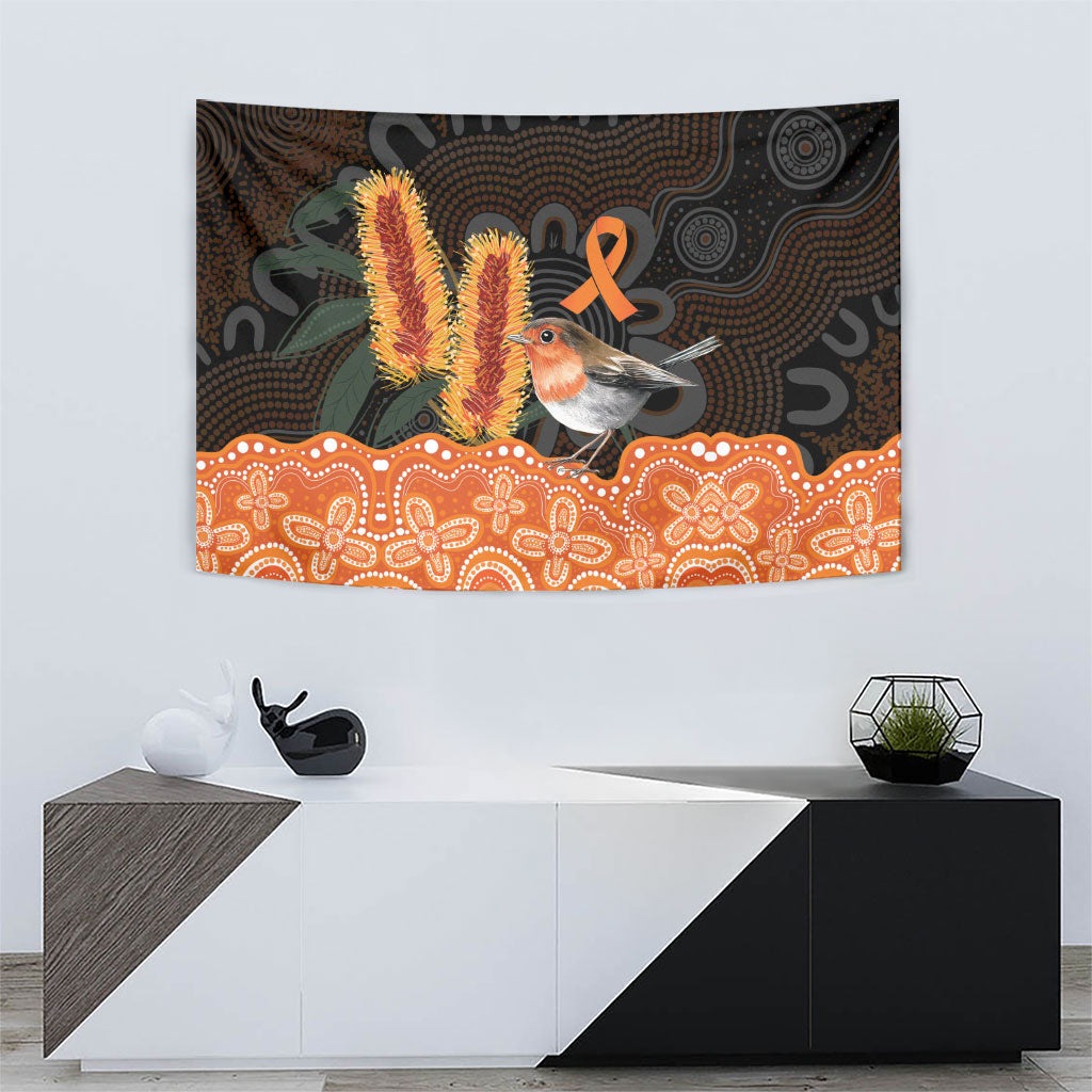 Australia Leukemia Awareness Month Tapestry Flame Robin Bottlebrush Aboriginal Art