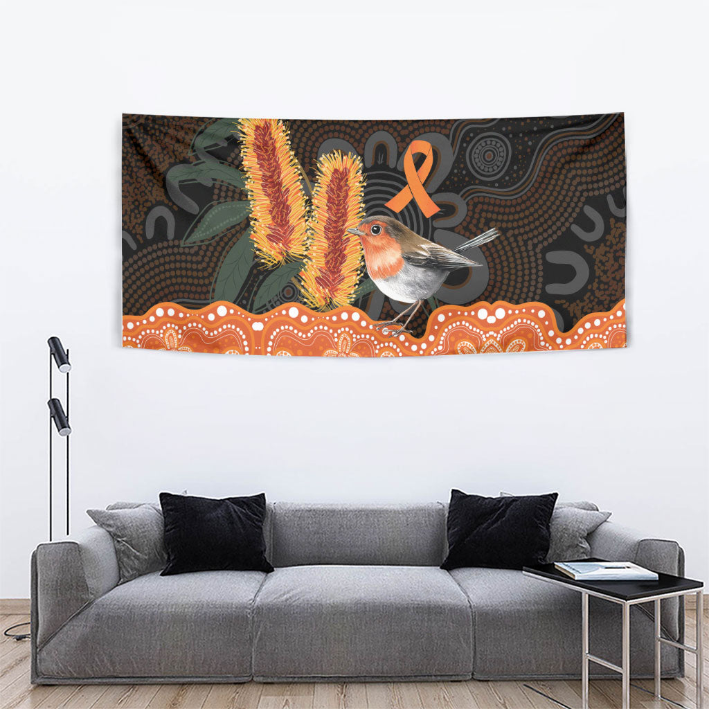 Australia Leukemia Awareness Month Tapestry Flame Robin Bottlebrush Aboriginal Art