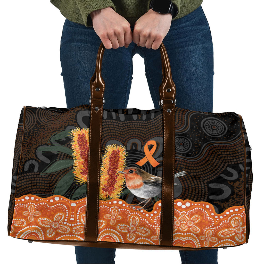 Australia Leukemia Awareness Month Travel Bag Flame Robin Bottlebrush Aboriginal Art