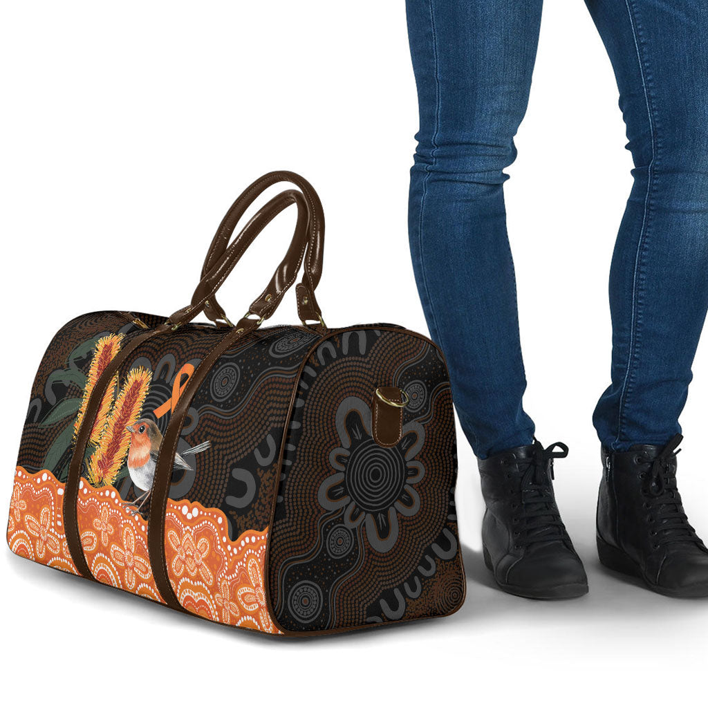 Australia Leukemia Awareness Month Travel Bag Flame Robin Bottlebrush Aboriginal Art