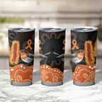 Australia Leukemia Awareness Month Tumbler Cup Flame Robin Bottlebrush Aboriginal Art