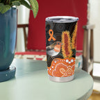 Australia Leukemia Awareness Month Tumbler Cup Flame Robin Bottlebrush Aboriginal Art