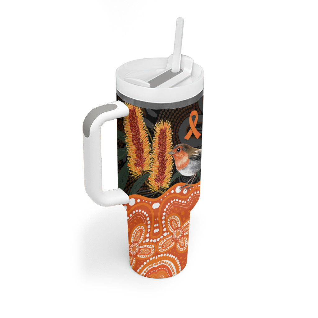 Australia Leukemia Awareness Month Tumbler With Handle Flame Robin Bottlebrush Aboriginal Art