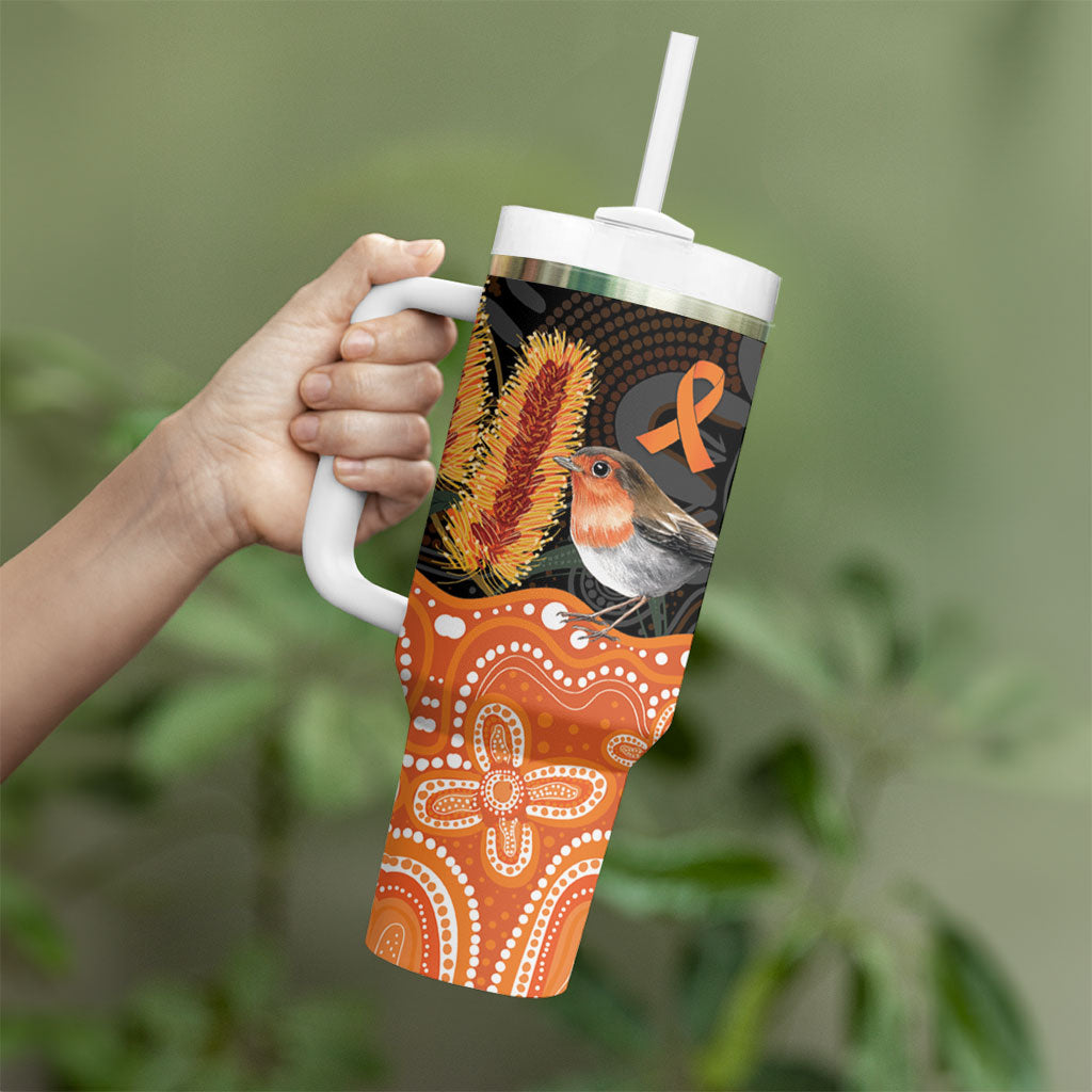 Australia Leukemia Awareness Month Tumbler With Handle Flame Robin Bottlebrush Aboriginal Art