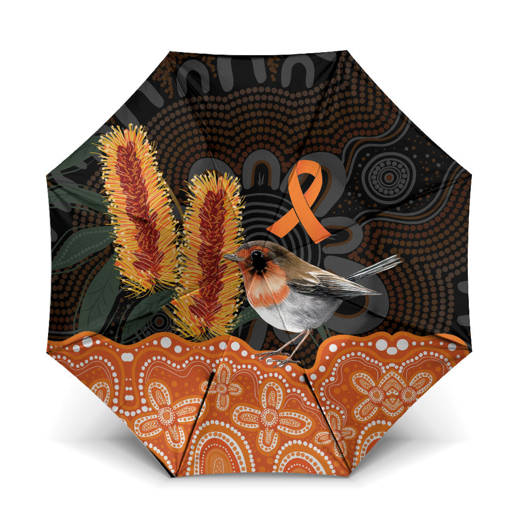 Australia Leukemia Awareness Month Umbrella Flame Robin Bottlebrush Aboriginal Art