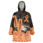 Australia Leukemia Awareness Month Wearable Blanket Hoodie Flame Robin Bottlebrush Aboriginal Art