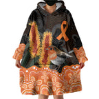 Australia Leukemia Awareness Month Wearable Blanket Hoodie Flame Robin Bottlebrush Aboriginal Art