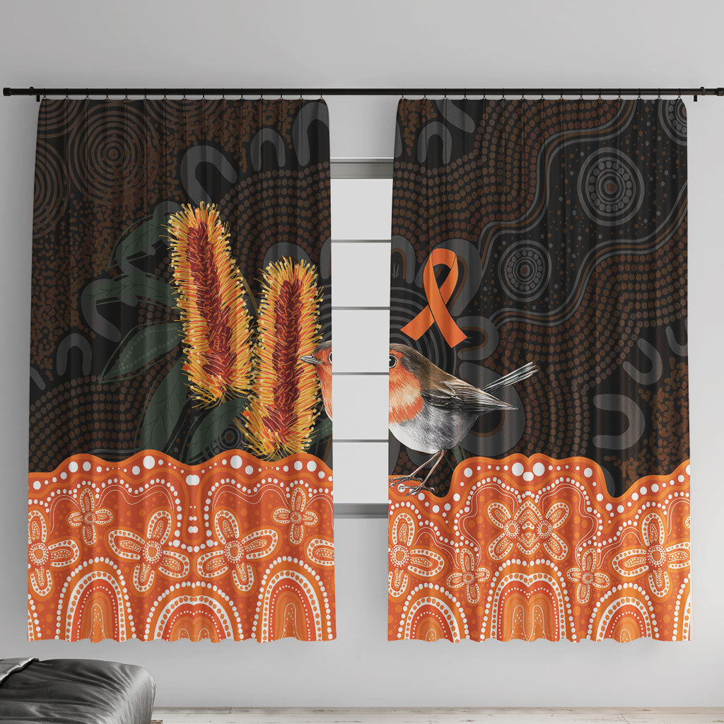 Australia Leukemia Awareness Month Window Curtain Flame Robin Bottlebrush Aboriginal Art