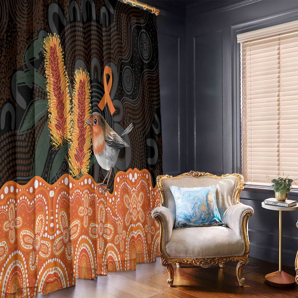 Australia Leukemia Awareness Month Window Curtain Flame Robin Bottlebrush Aboriginal Art