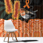 Australia Leukemia Awareness Month Window Curtain Flame Robin Bottlebrush Aboriginal Art