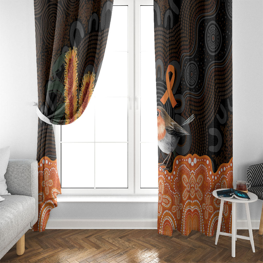 Australia Leukemia Awareness Month Window Curtain Flame Robin Bottlebrush Aboriginal Art