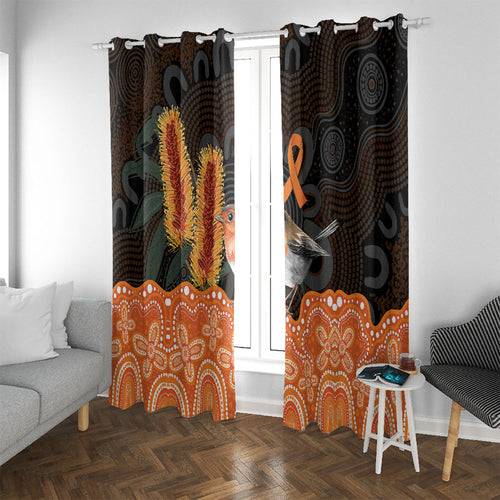 Australia Leukemia Awareness Month Window Curtain Flame Robin Bottlebrush Aboriginal Art
