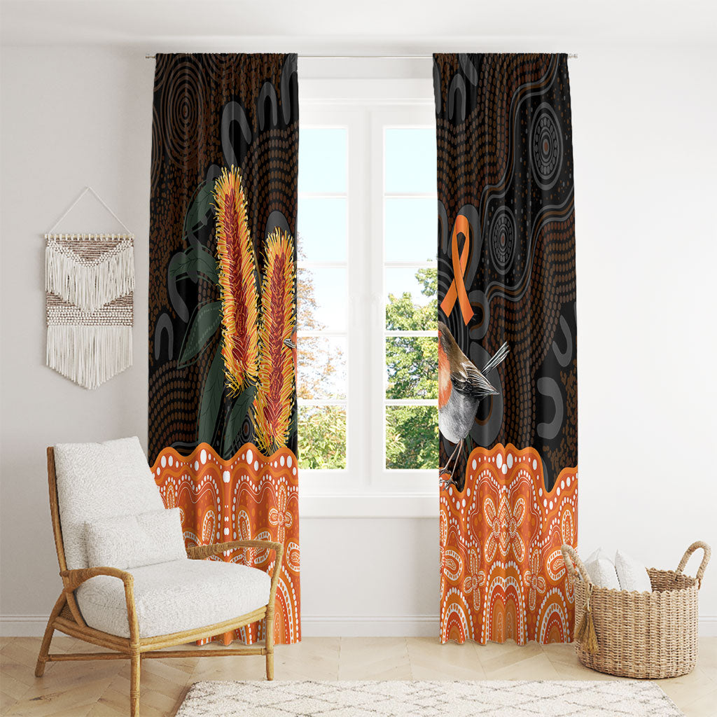 Australia Leukemia Awareness Month Window Curtain Flame Robin Bottlebrush Aboriginal Art