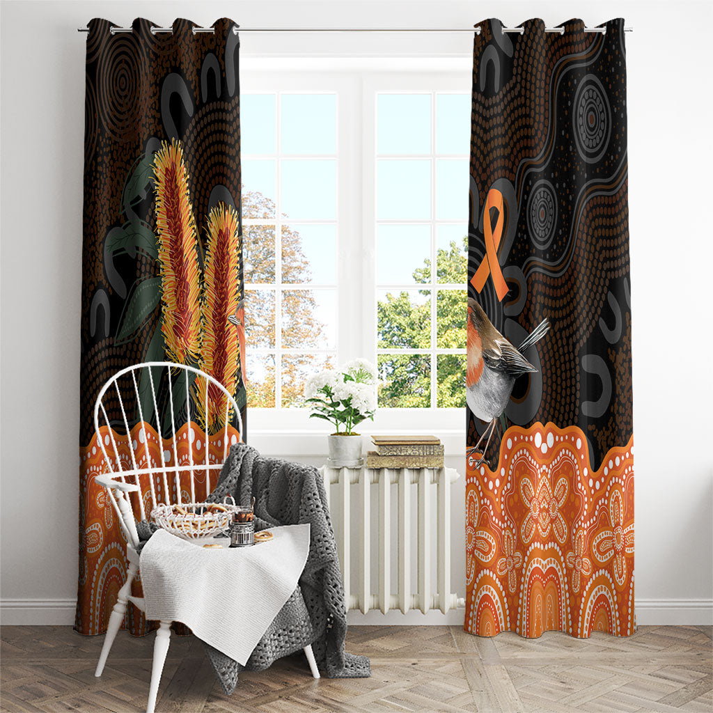 Australia Leukemia Awareness Month Window Curtain Flame Robin Bottlebrush Aboriginal Art
