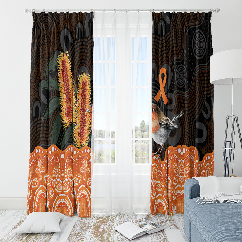 Australia Leukemia Awareness Month Window Curtain Flame Robin Bottlebrush Aboriginal Art