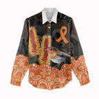 Australia Leukemia Awareness Month Women Casual Shirt Flame Robin Bottlebrush Aboriginal Art