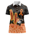 Australia Leukemia Awareness Month Women Polo Shirt Flame Robin Bottlebrush Aboriginal Art